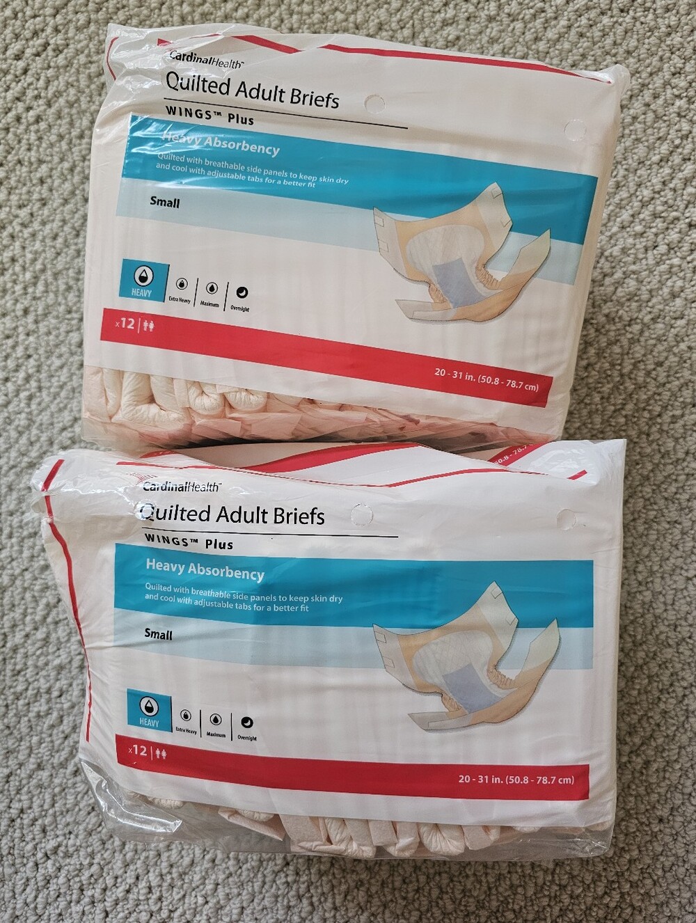 Cardinal Health Quilted Adult Briefs Disposable Underwear Small New 2 X 12